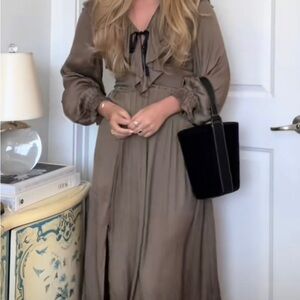 GAP Satin Ruffle Midi Dress NWT